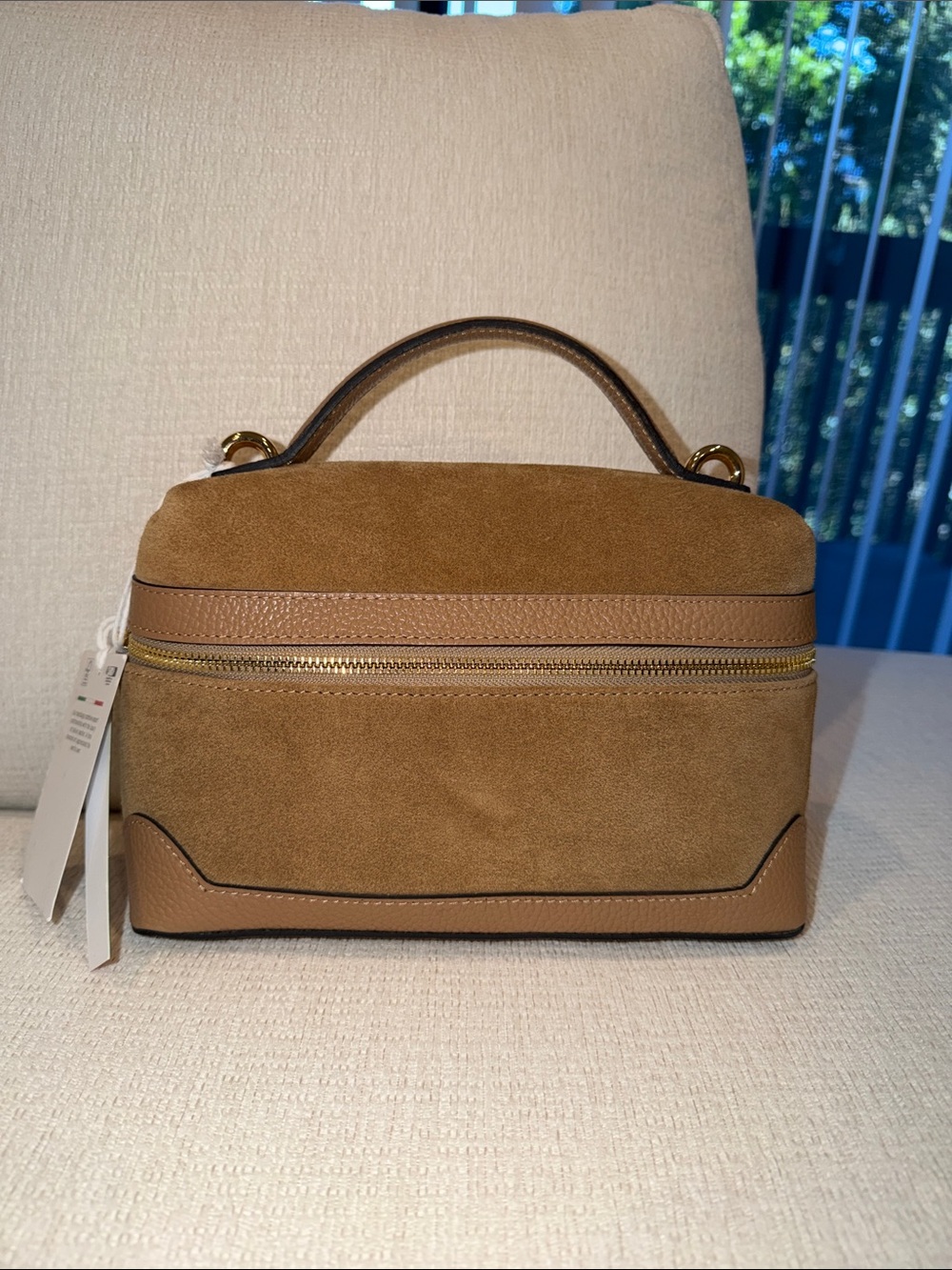 CHEVAL Firenze Tan Suede Mini Top-Handle Bag